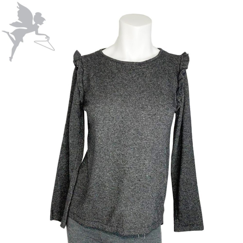 NWT FUTURE PARADISE Ruffle Shoulder Trim Cashmere Sweater